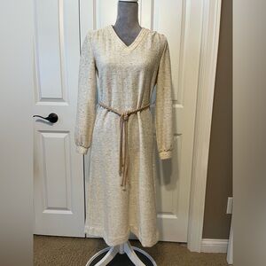Vintage 70's Butte Knit‎ Textured Nubby Knit Shirt Dress w/ rope belt  Sz 10